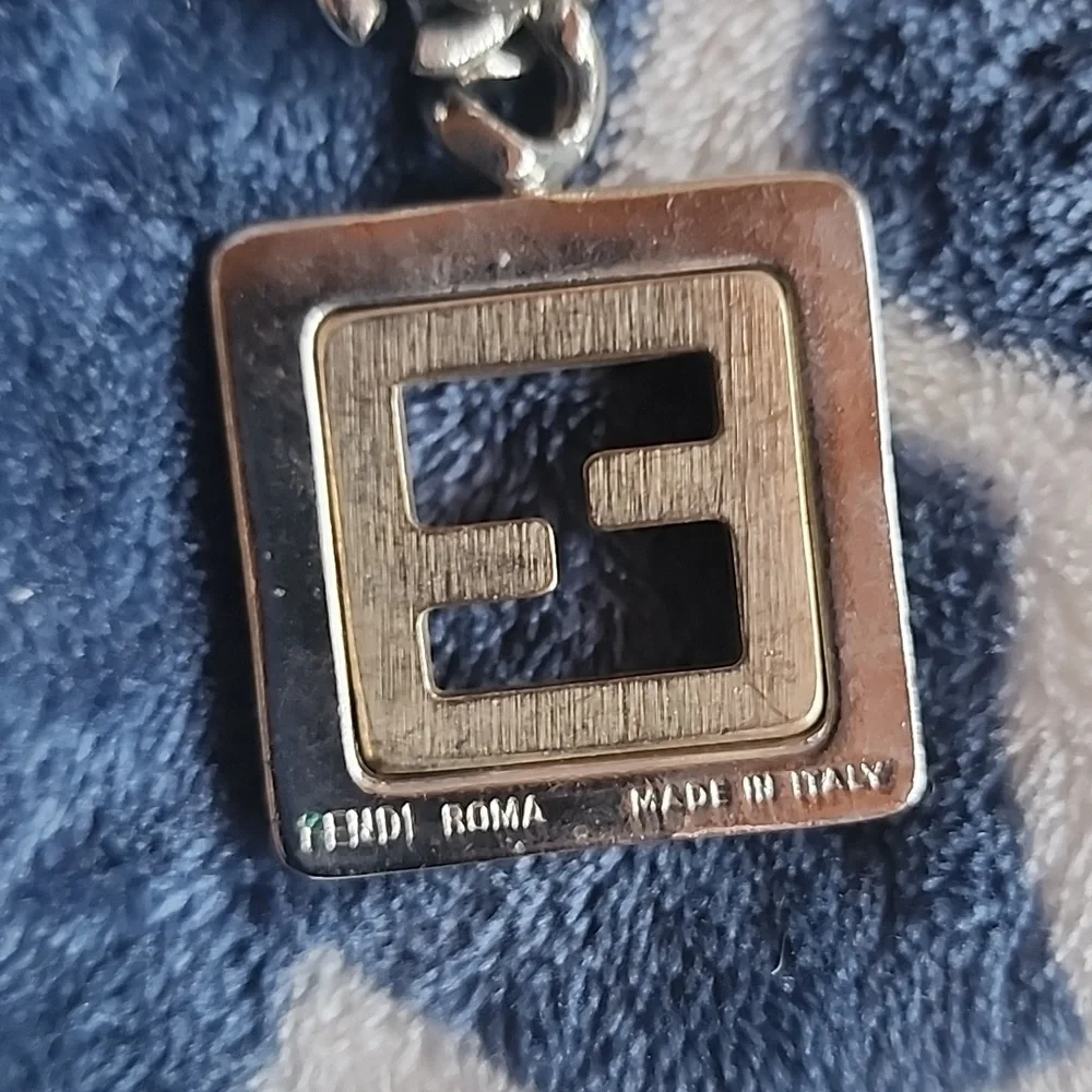Fendi Monogram Gold Silver Logo Keychain Bag Charm - Picture 4 of 4